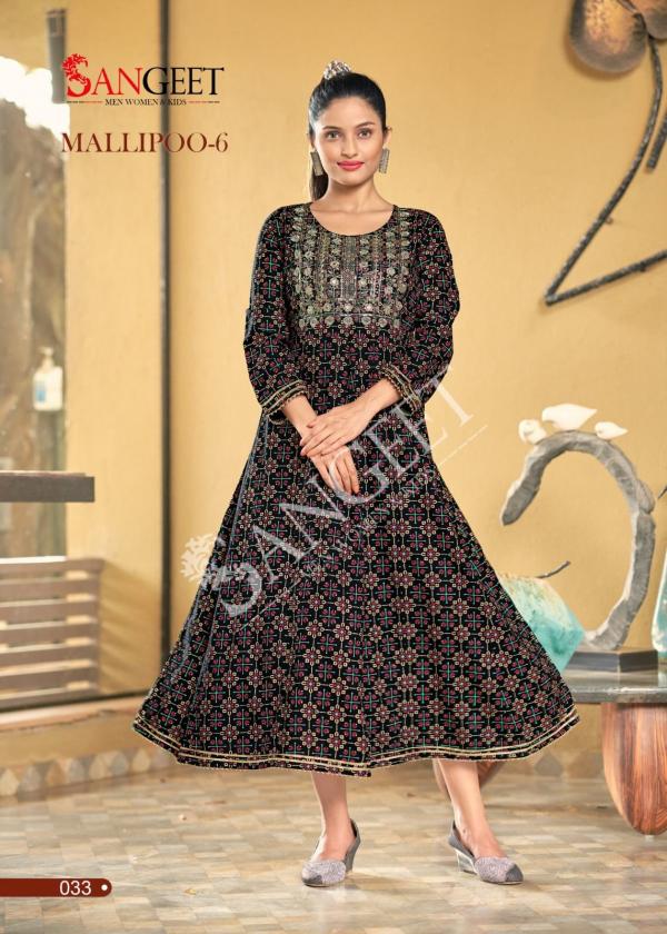 Sangeet Mallipoo 6 rayon Designer Anarkali Kurti Collection
